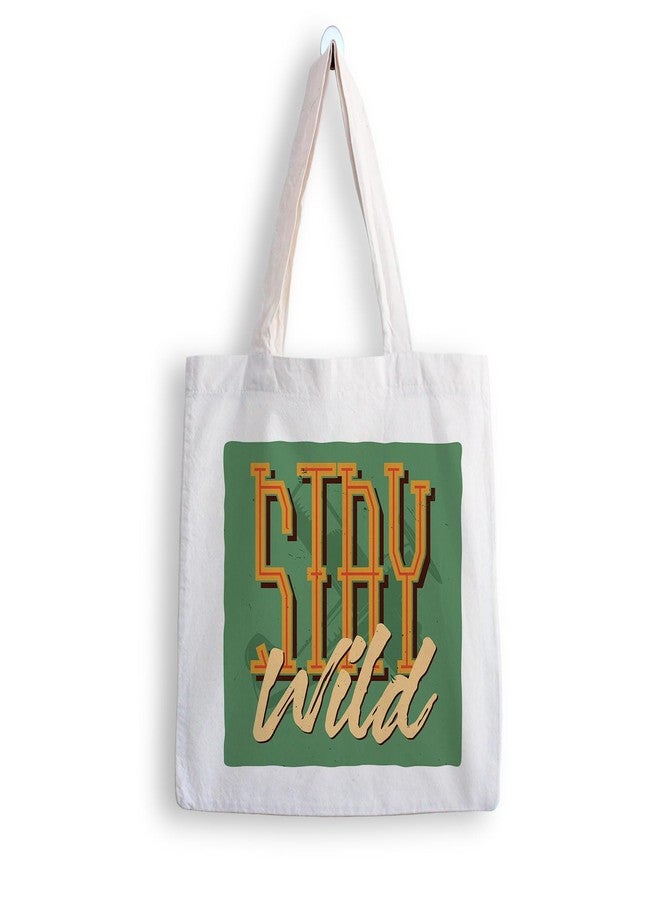 ARTBUG Tote Bag for Women with zip, Aesthetic Canvas tote bag for college girls, office, stylish and reusable - Stay - D No - 060 - Image 1