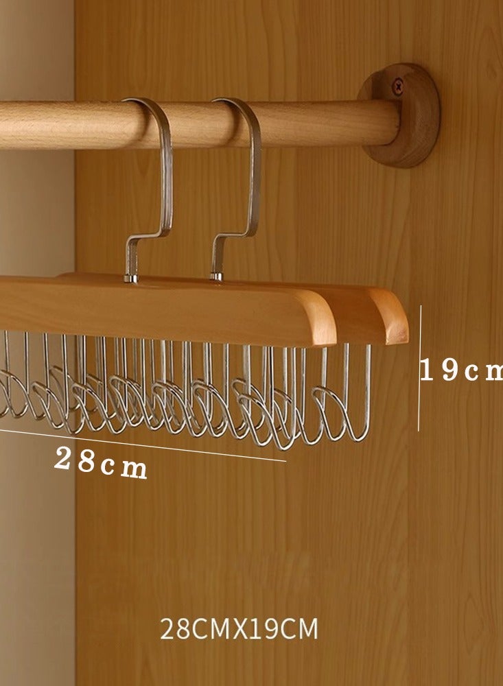 CityRiya-Long Belt Hanger 2 Pack 8 Hooks Belt Rack 360 Degree Swivel Wooden Hangers Non Slip Hanging Closet Organizer Accessories Holder for Belt, Ties, Scarves, Tank Tops  - Image 4