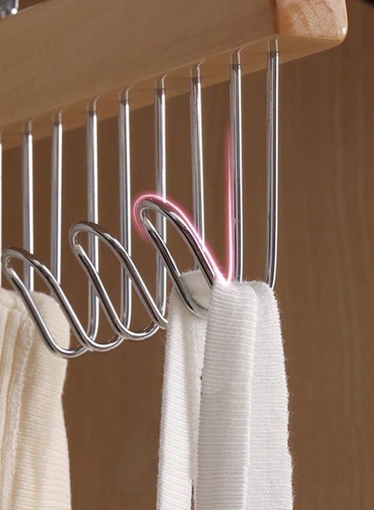CityRiya-Long Belt Hanger 2 Pack 8 Hooks Belt Rack 360 Degree Swivel Wooden Hangers Non Slip Hanging Closet Organizer Accessories Holder for Belt, Ties, Scarves, Tank Tops  - Image 5