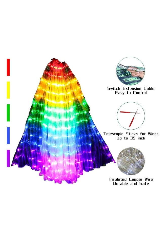 Generic LED Wing Light Up Wings LED  erfly Wings Belly Dance Wings with Telescopic Stick for Stage Show Glow Light Up Costume Party Club Wear Wings for Women Party  - Image 3