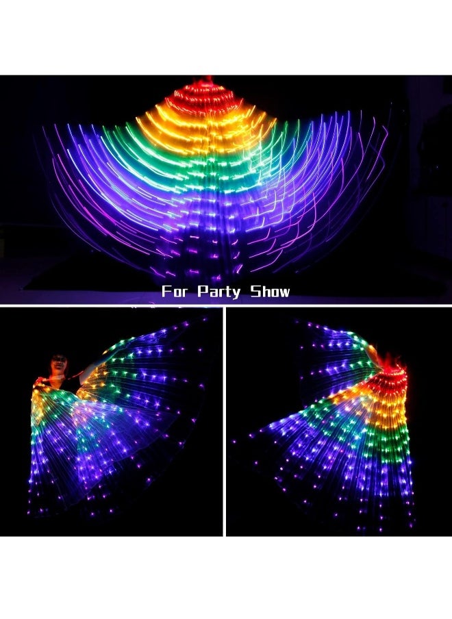 Generic LED Wing Light Up Wings LED  erfly Wings Belly Dance Wings with Telescopic Stick for Stage Show Glow Light Up Costume Party Club Wear Wings for Women Party  - Image 4