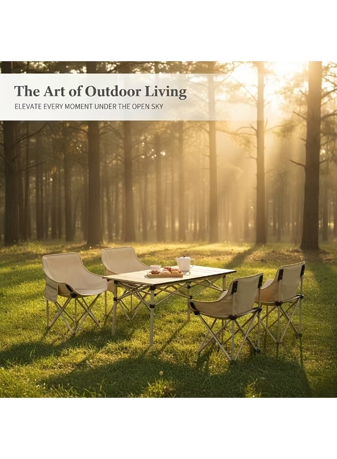 Vparty Outdoor Thickened Folding Table and Chair Set, 1 Table + 4 Chairs, Lightweight and Portable, Stable and Durable, Comfortable for Long-term Sitting. Suitable for Camping Picnics, Barbecue Fishing, Street Stalls, Home Use and Other Scenarios - Image 2