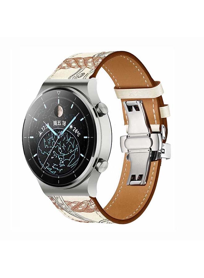 Perfii Genuine Leather Replacement Band For Huawei Watch GT2 Pro 22mm Brown - Image 2