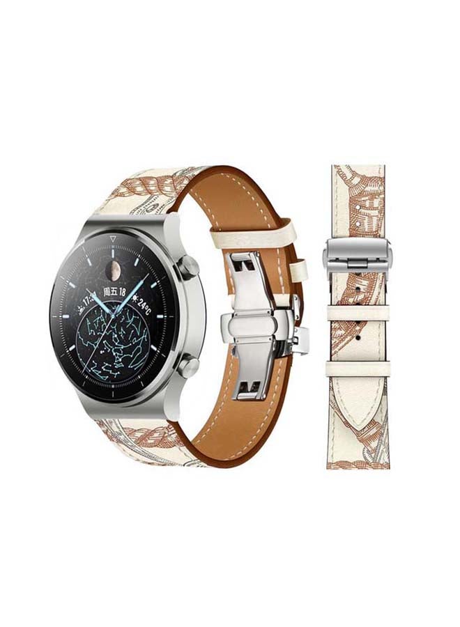 Perfii Genuine Leather Replacement Band For Huawei Watch GT2 Pro 22mm Brown - Image 1