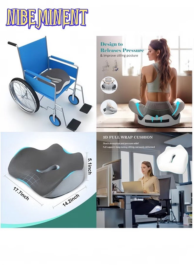 NIBEMINENT Seat Cushion Memory Foam Chair Cushion 3D Design for Office and Car Seats - Comfort, Support, Anti-slip, Pressure Relief, Back Pain Relief, Sciatica, Lower Back and Spine Support, Hemorrhoid Pain Relief - Image 3
