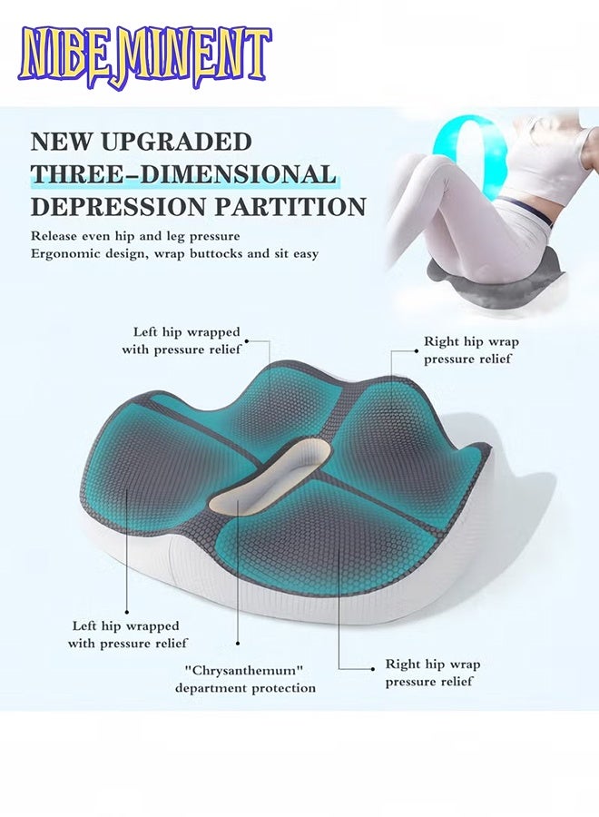 NIBEMINENT Seat Cushion Memory Foam Chair Cushion 3D Design for Office and Car Seats - Comfort, Support, Anti-slip, Pressure Relief, Back Pain Relief, Sciatica, Lower Back and Spine Support, Hemorrhoid Pain Relief - Image 4