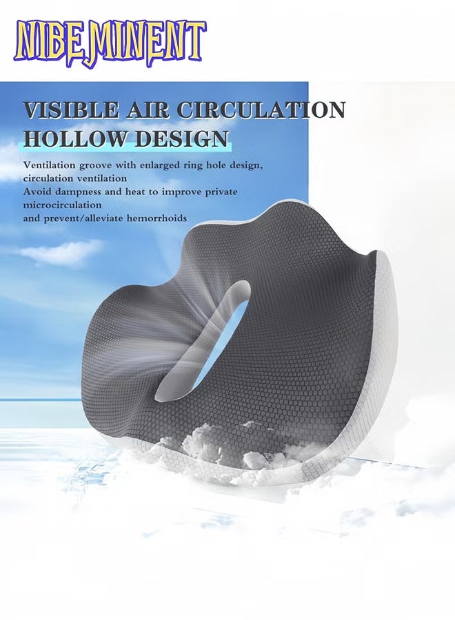 NIBEMINENT Seat Cushion Memory Foam Chair Cushion 3D Design for Office and Car Seats - Comfort, Support, Anti-slip, Pressure Relief, Back Pain Relief, Sciatica, Lower Back and Spine Support, Hemorrhoid Pain Relief - Image 2