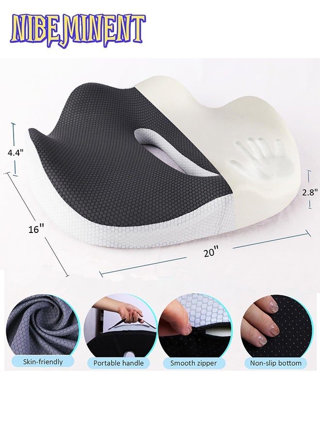 NIBEMINENT Seat Cushion Memory Foam Chair Cushion 3D Design for Office and Car Seats - Comfort, Support, Anti-slip, Pressure Relief, Back Pain Relief, Sciatica, Lower Back and Spine Support, Hemorrhoid Pain Relief - Image 5