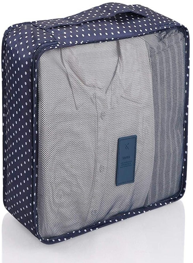 Luxula 6 Pcs Foldable Luggage and Laundry Bag Pouch Waterproof Travel Toiletry Organizer Garment Storage Bag Portable Packing Cubes (1 Pc])(Navy Blue) - Image 4