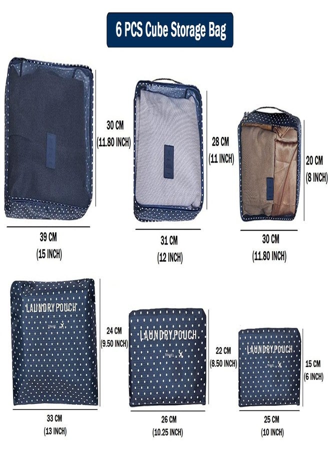Luxula 6 Pcs Foldable Luggage and Laundry Bag Pouch Waterproof Travel Toiletry Organizer Garment Storage Bag Portable Packing Cubes (1 Pc])(Navy Blue) - Image 5