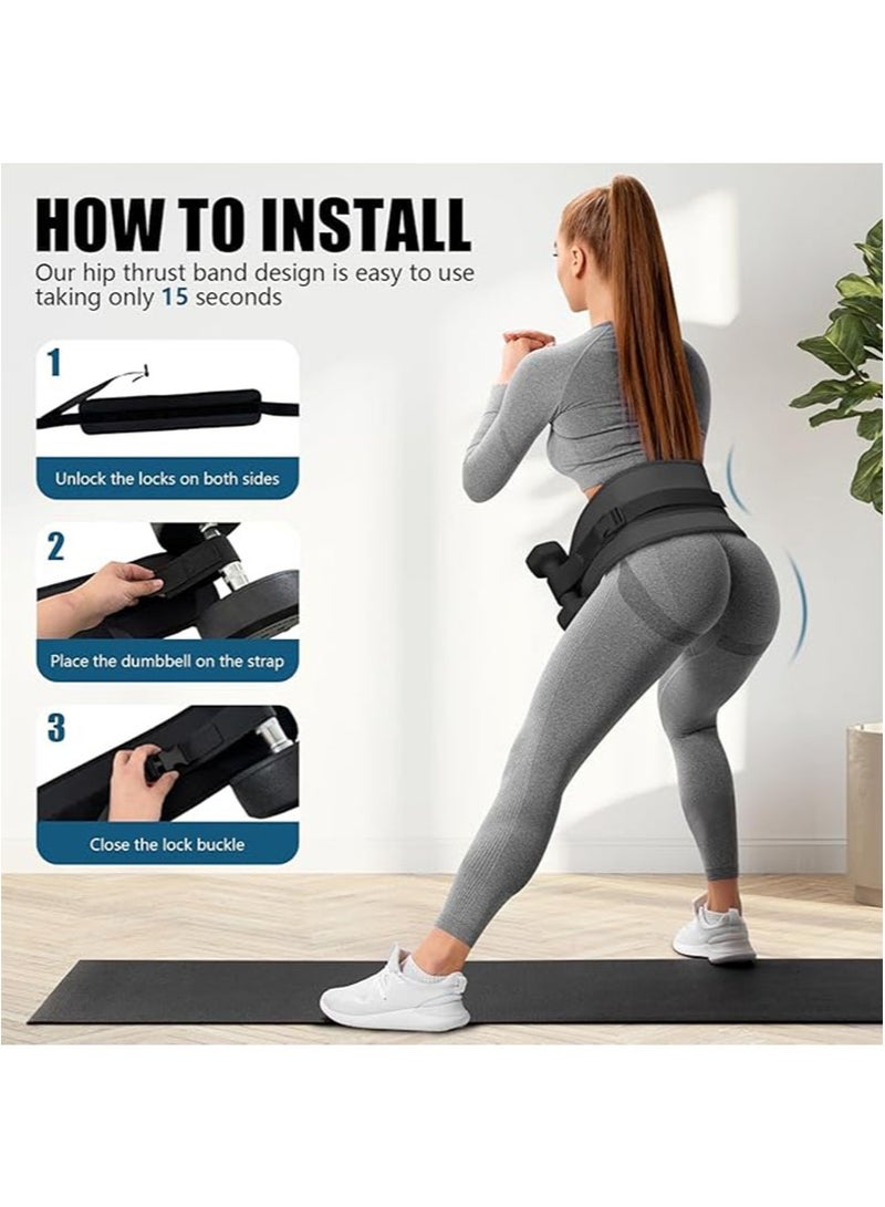 أبوستيم حزام تمرين دفع الورك، حزام دمبل لدفع الورك، سميك وواسع، مناسب للدمبل أو الكيتلبل أو ألواح الحديد، حصيرة غير قابلة للانزلاق، صالة الألعاب الرياضية أو التمرين المنزلي (أسود) - Image 2