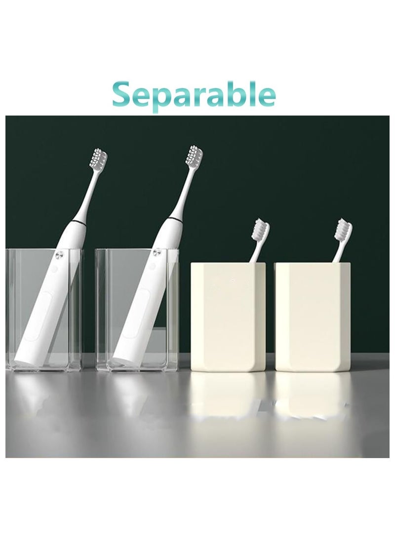 KASTWAVE Portable Travel Toothbrush Case, Toothbrush Holder with Cover, Travel Mouthwash Cup, Compact Oral Clean Tools Organizer for Traveling Camping School Home (White) - Image 2