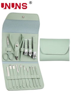 UNUNS 16 Pcs Nail Clipper Set,Manicure Set,Carbon Steel Manicure Kit,Pedicure Kit With Nail Clippers,Personal Care Tools Grooming Kit With Luxurious Black Leather Portable Travel Case,Good Household Helper  - Image 1