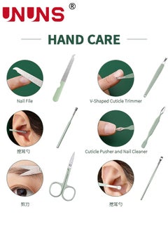 UNUNS طقم قص الأظافر 16 قطعة، طقم تجميل، طقم تجميل من الفولاذ الكربوني، طقم باديكير مع قص الأظافر، أدوات العناية الشخصية، طقم العناية مع حقيبة سفر فاخرة من الجلد الأسود القابل للنقل، مساعد جيد في المنزل  - Image 3