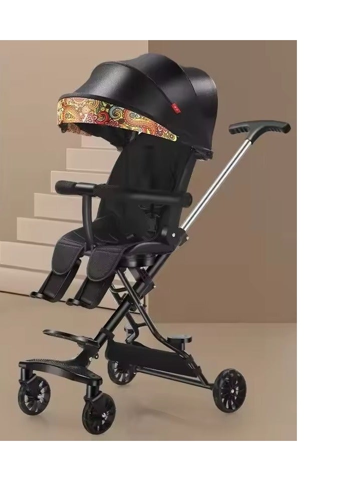 عربة سفر مدمجة محمولة للمطار، تصل إلى 65 رطلاً، سوداء - Image 3