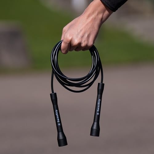 Swissskip Speed Jump Rope by Dayan Kolev 5mm PVC Skipping Rope for Beginners and Advanced Athletes Ideal for Fitness Cardio Boxing CrossFit Adjustable length with Unbreakable Handles Black - Image 3