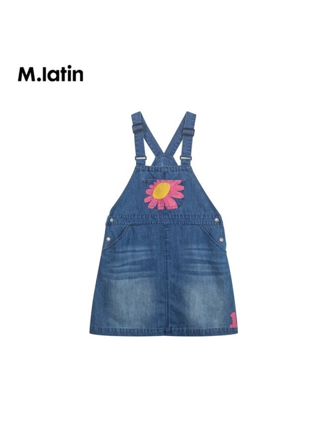 M.latin Children's Clothing, Girls' Dress, Summer New Style, Big Girls' Suspender Dress, Denim Light Blue, 120cm - Image 4