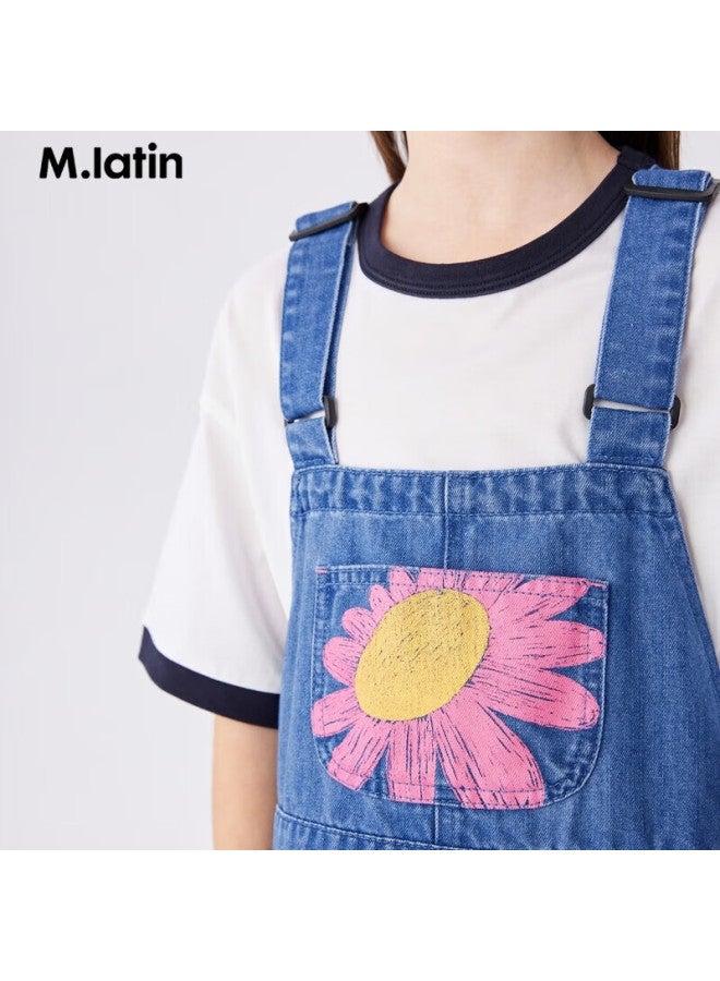 M.latin Children's Clothing, Girls' Dress, Summer New Style, Big Girls' Suspender Dress, Denim Light Blue, 120cm - Image 3
