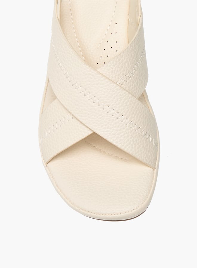 Flora Bella By Shoexpress Womens Textured Cross Strap Sandals With Block Heels And Buckle Closure  - Image 4