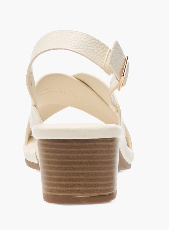 Flora Bella By Shoexpress Womens Textured Cross Strap Sandals With Block Heels And Buckle Closure  - Image 5