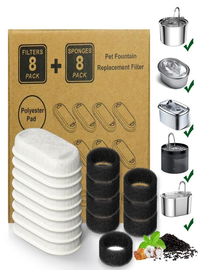 KANCHOU Cat Water Fountain Filter,16 Pack Cat Fountain Replacement Filters for Stainless Steel 67oz/2L Adjustable Water Flow Pet Water Fountain,Dog Water Fountain (8+8 Pack) - Image 1