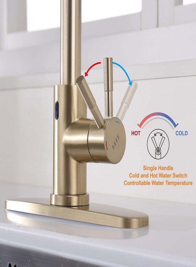 Keer Kitchen Sink Faucet, Kitchen Faucet Stainless Steel with Pull Down Sprayer Brushed Nickel Commercial Modern High arc Single Handle Single Hole Pull Out Kitchen Faucets for Bar Laundry rv Utility Sink - Image 2