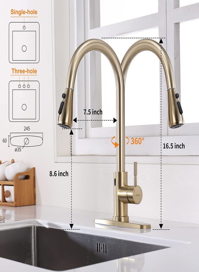 Keer Kitchen Sink Faucet, Kitchen Faucet Stainless Steel with Pull Down Sprayer Brushed Nickel Commercial Modern High arc Single Handle Single Hole Pull Out Kitchen Faucets for Bar Laundry rv Utility Sink - Image 3