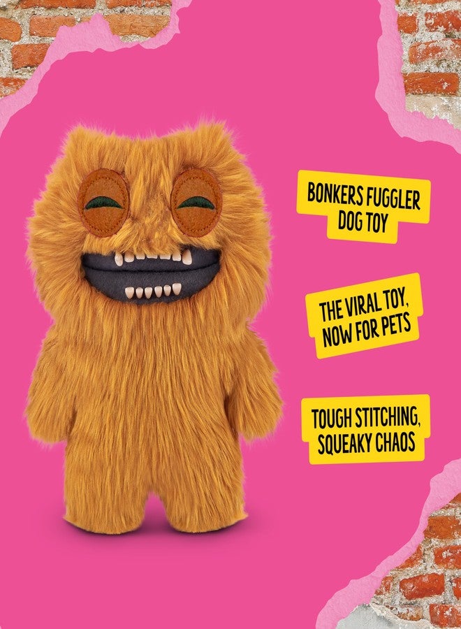 Bonkers Fuggler Count Underoo Mcgoo Squeaky & Plush Dog Toy for Playtime, Orange, 8 inches - Image 3