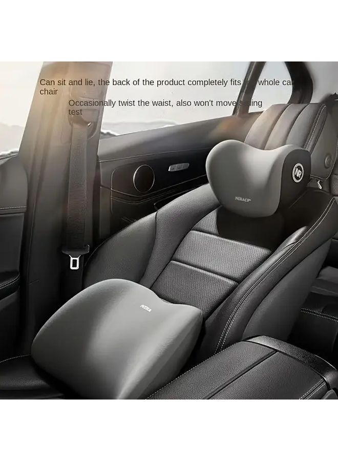 1 Set Gray Car Headrest Lumbar Support Pillow 2pcs Memory Foam Cushion Auto Accessories - Image 4
