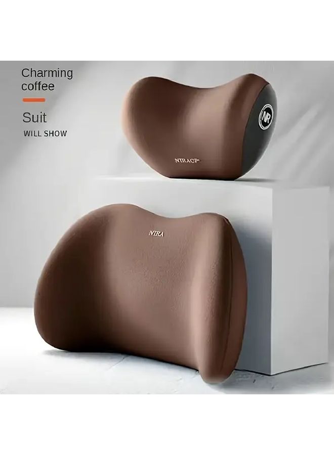 1 Set Gray Car Headrest Lumbar Support Pillow 2pcs Memory Foam Cushion Auto Accessories - Image 2