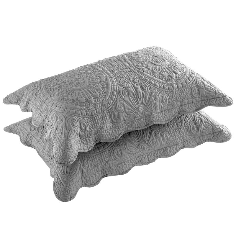 BOSOWOS Pillow Shams Standard Size Set of 2  Ultra Soft Breathable Quilted Pillow Cases 20 x 26 inches for Sleeping  Grey Printing Standard 2Pack - Image 1