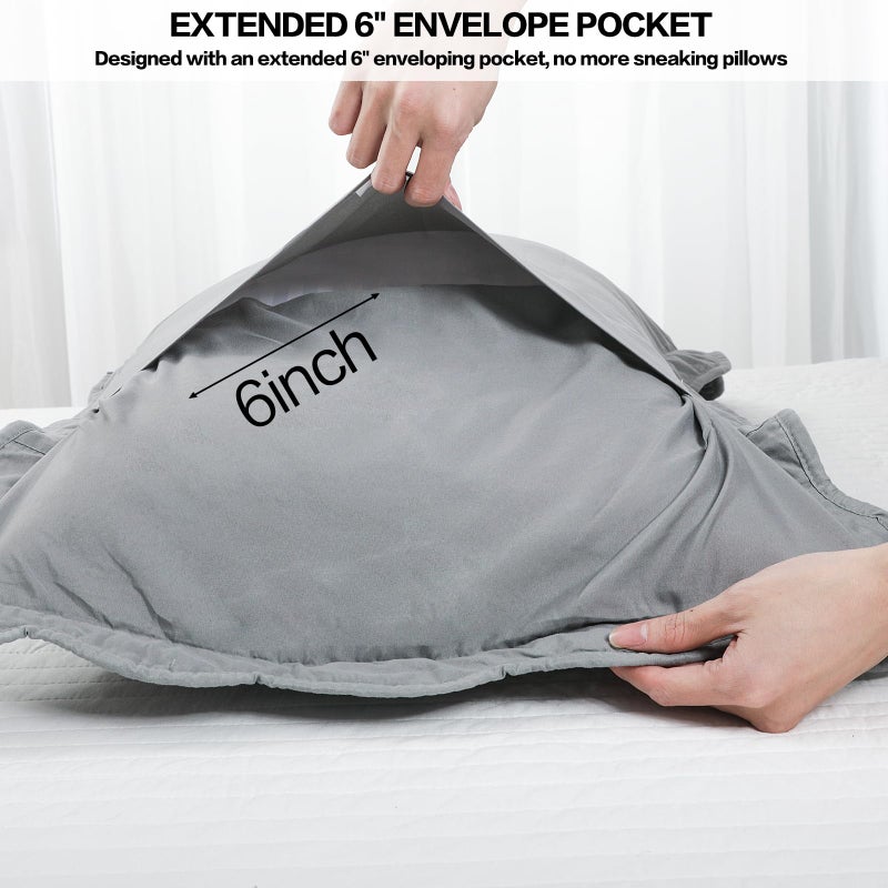 BOSOWOS Pillow Shams Standard Size Set of 2  Ultra Soft Breathable Quilted Pillow Cases 20 x 26 inches for Sleeping  Grey Printing Standard 2Pack - Image 5