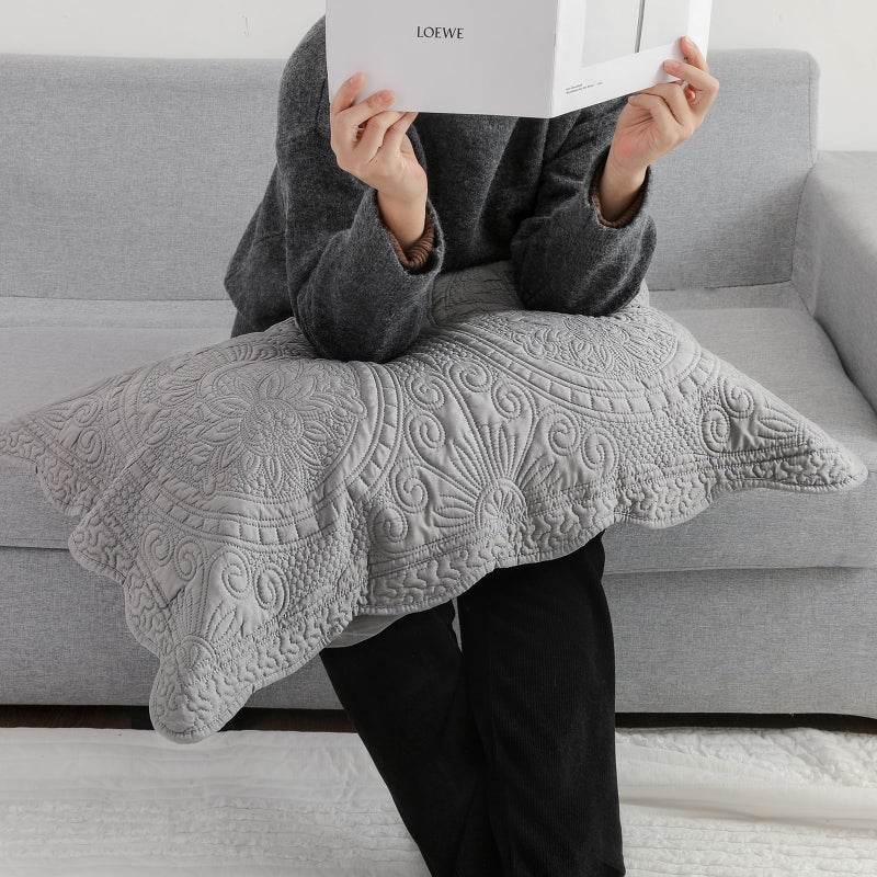 BOSOWOS Pillow Shams Standard Size Set of 2  Ultra Soft Breathable Quilted Pillow Cases 20 x 26 inches for Sleeping  Grey Printing Standard 2Pack - Image 2