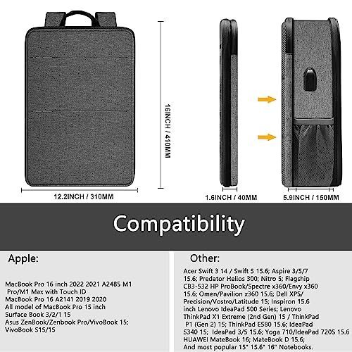 ZINZ Slim & Expandable Laptop Backpack 15 15.6 16 Inch Sleeve with USB Port, Spill-Resistant Notebooks Bag Case for Most 14-16 Inch MacBooks Surface-Books Dell HP Lenovo Asus Computers,G01BK02 - Image 2