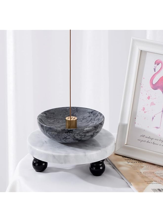 إيروريكس حامل رخامي مزخرف من Fasolahome لعرض ديكورات المنزل والحمام والمطبخ، حامل رخامي جميل يعرض ديكوراتك بشكل فريد، صينية رخامية مثالية لإضافة بعض الجمال إلى - Image 5