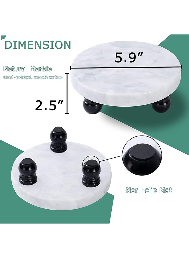 إيروريكس حامل رخامي مزخرف من Fasolahome لعرض ديكورات المنزل والحمام والمطبخ، حامل رخامي جميل يعرض ديكوراتك بشكل فريد، صينية رخامية مثالية لإضافة بعض الجمال إلى - Image 2