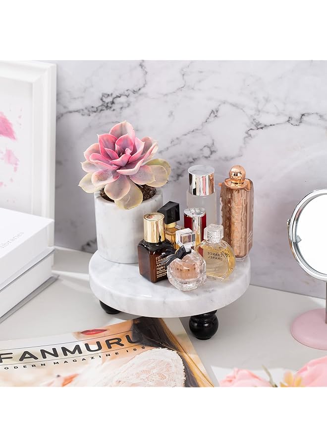 إيروريكس حامل رخامي مزخرف من Fasolahome لعرض ديكورات المنزل والحمام والمطبخ، حامل رخامي جميل يعرض ديكوراتك بشكل فريد، صينية رخامية مثالية لإضافة بعض الجمال إلى - Image 4