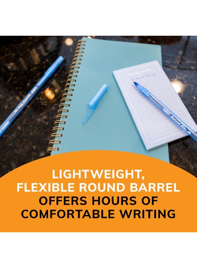 BIC Round Stic Ball Pens, Medium Point, Blue, 10-Count - Image 3