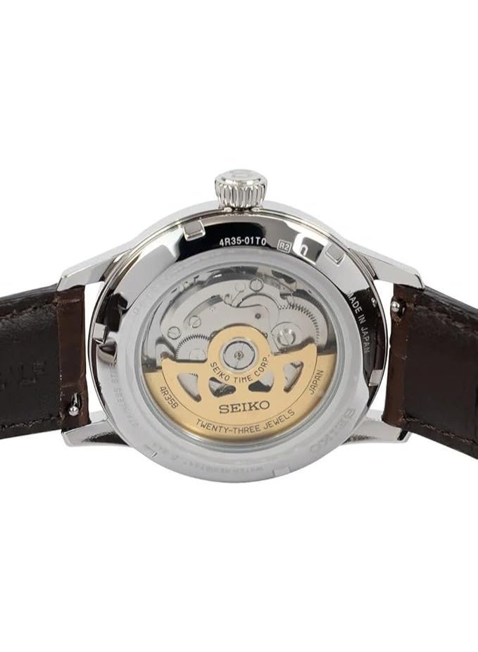 Seiko Presage Men's Automatic Watch SRPK15J | Japanese Craftsmanship Leather Strap Stainless Steel - Image 2