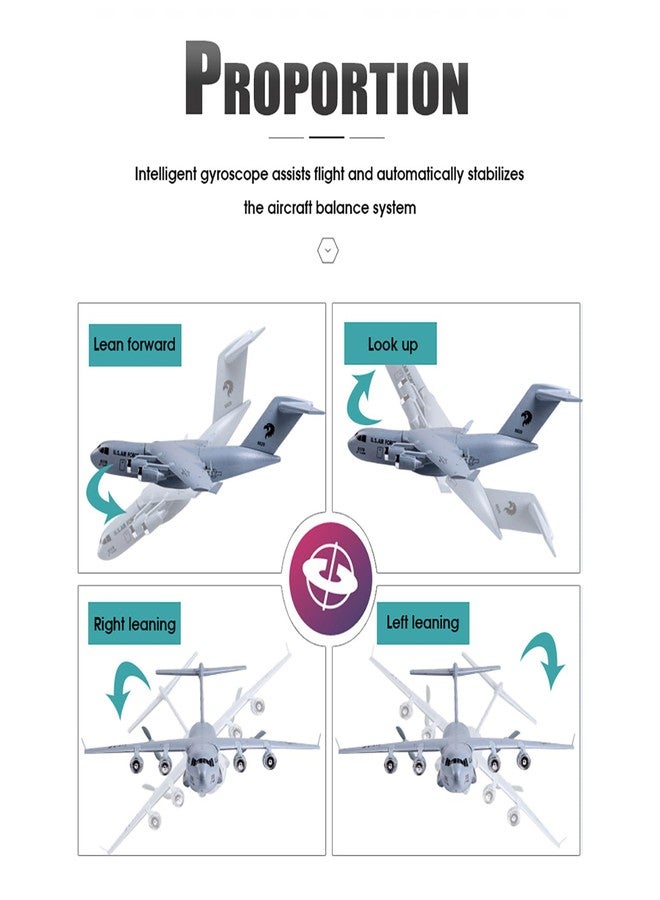 Dodoore RC Plane Remote Control Airplane, 2 Channels RC Airplane, C-17 Military Transport Aircraft, 2.4GHz EPP Foam Fixed-Wing RC Glider with Gyro and 2 Batteries, Easy to Fly for Beginners - Image 5