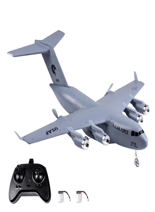 Dodoore RC Plane Remote Control Airplane, 2 Channels RC Airplane, C-17 Military Transport Aircraft, 2.4GHz EPP Foam Fixed-Wing RC Glider with Gyro and 2 Batteries, Easy to Fly for Beginners - Image 1