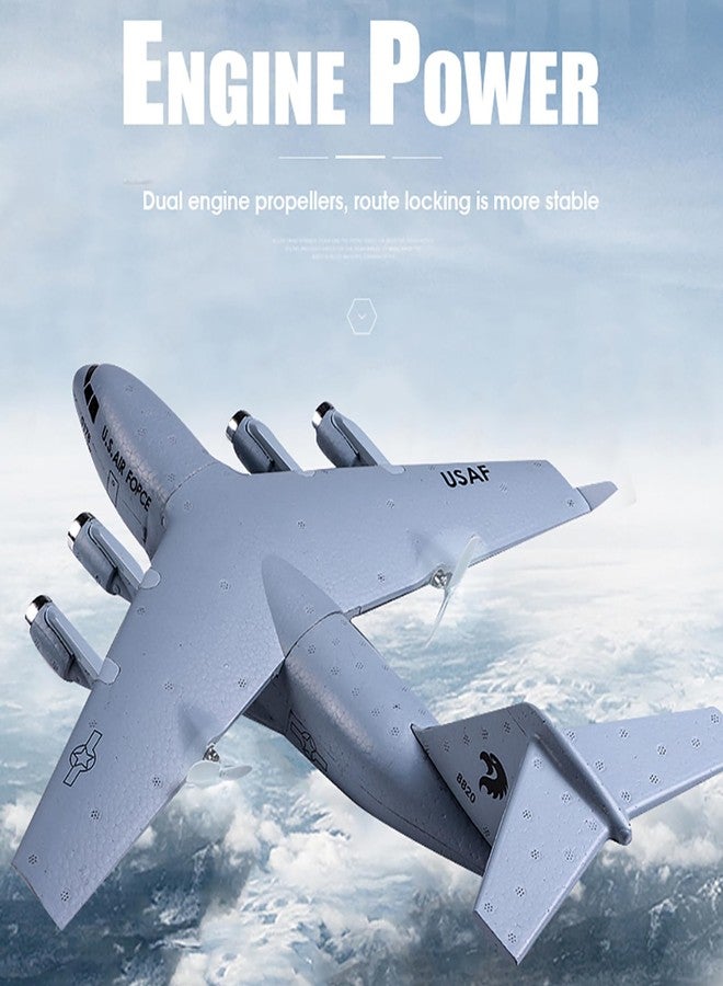 Dodoore RC Plane Remote Control Airplane, 2 Channels RC Airplane, C-17 Military Transport Aircraft, 2.4GHz EPP Foam Fixed-Wing RC Glider with Gyro and 2 Batteries, Easy to Fly for Beginners - Image 4