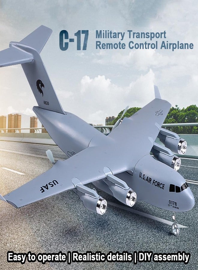 Dodoore RC Plane Remote Control Airplane, 2 Channels RC Airplane, C-17 Military Transport Aircraft, 2.4GHz EPP Foam Fixed-Wing RC Glider with Gyro and 2 Batteries, Easy to Fly for Beginners - Image 2