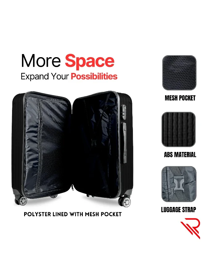 Reflection Reflection ABS Carry On Suitcase Airline Approved, Lightweight 28 Inch  Luggage- 360° Silent Wheels, ABS Hard Luggage Trolley, Spinner Wheels, Travel Luggage  (28-Inch , Black)