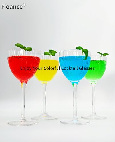 Fioance Nick and Nora Cocktail Glass, Set of 4pcs W/ whole foam protector, Drop Test OK. Standard 5oz Vol for Martini &Coffee Espresso,Man Blown- Seamless Vintage & Texture-Elegant Coupe -Home,Valentine Gifts - Image 3