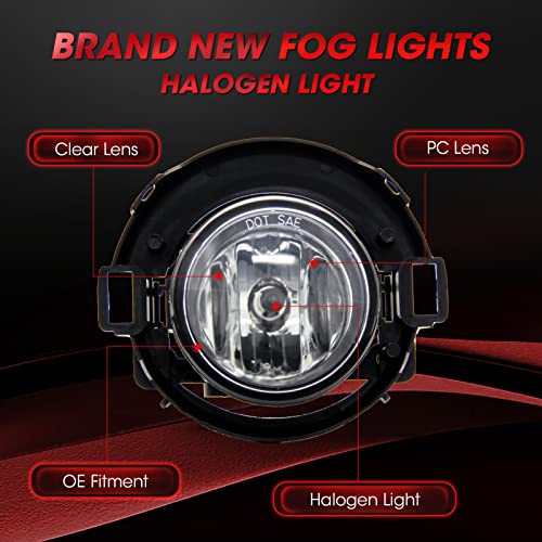 WEZEMLIGHT Fog Light Assembly Replacement For 2005-2015 Xterra / 2010-2017 Frontier With H11 12V 55W Halogen Bulbs(Clear Lens) - Image 3