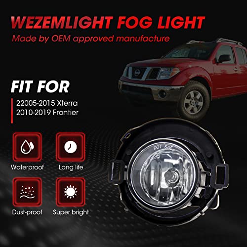 WEZEMLIGHT Fog Light Assembly Replacement For 2005-2015 Xterra / 2010-2017 Frontier With H11 12V 55W Halogen Bulbs(Clear Lens) - Image 5