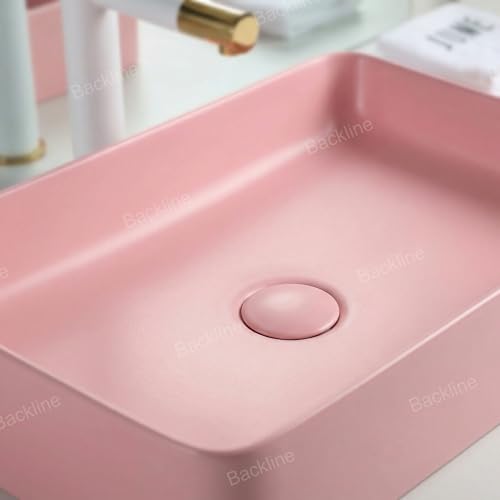 B Backline Ceramic Table Top Wash Basin Counter Top Bathroom Sink Wash Basin Art Basin For Bathrooms & Living Room 24 X 13.5 X 4 Inches (Pink Matt) (5 years warranty) - Image 4