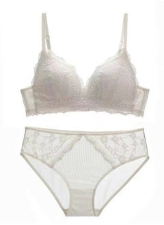 Breathable Triangle Thin Cup Lace Bra And Panty Set White