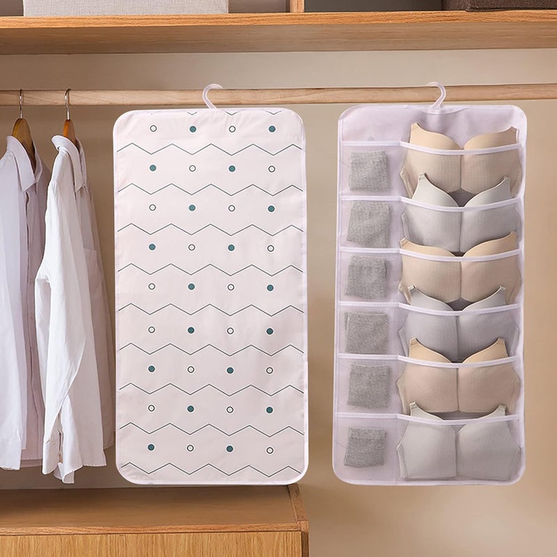 klarako Closet Hanging Organizer, Non-Woven Double-Sided Storage Bag Washable Wardrobe Multi-Pocket Premium Underwear Hanging Bag Door Rear Socks Bag for Space Saving Moving Storage - Image 3